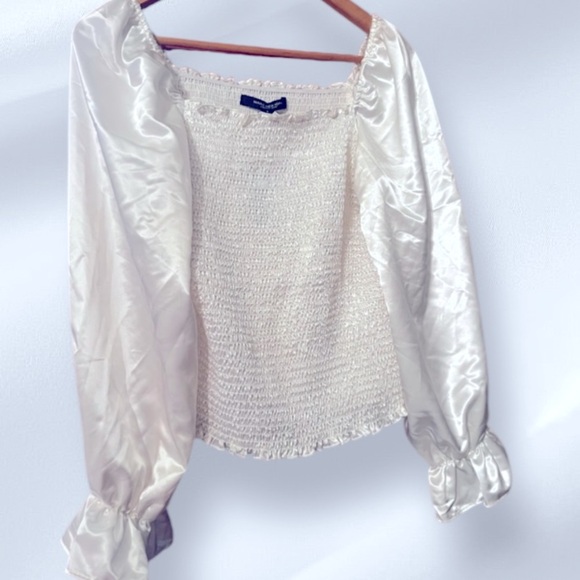 Marc New York Andrew Marc Puff Sleeve Square Neck Shirred Blouse Sz S Women - Picture 8 of 8